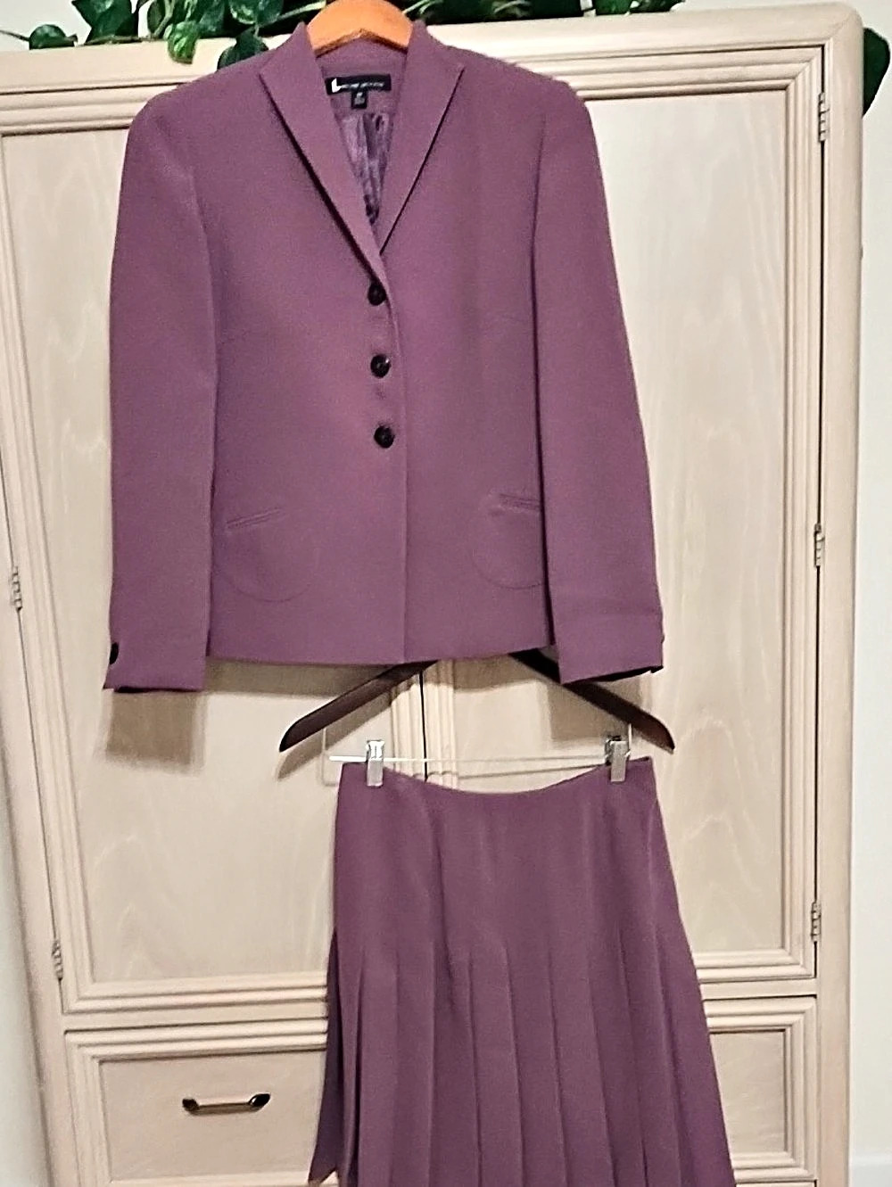 Jones New York Purple Pleated Skirt Suit Set
